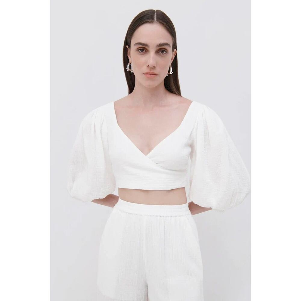 NWT MSRP$245 Jonathan Simkhai Mila Gauze Coverup Top sz S